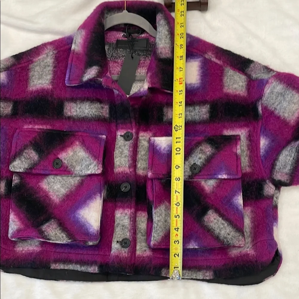 Blank NYC Stylish Plaid Jacket in Purple and Black nwot